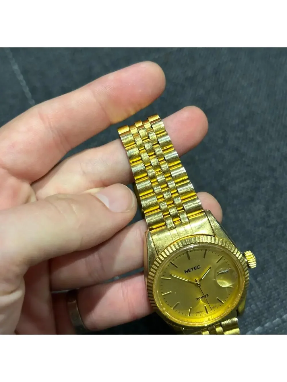 Vintage Netec Womens Gold Tone Watch Needs Battery Japan Movement Quartz